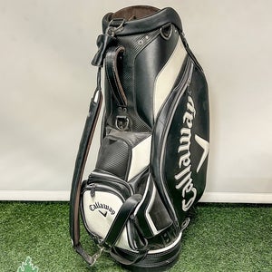 Used Callaway Black/White Staff Bag 6-Dividers 9-Pockets Rainhood Included