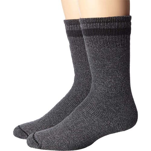 Wigwam Super Boot Crew Socks Men's Large Charcoal Wool Blend 2-Pack JDM2681