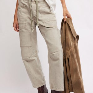Free People Moxie Low Slung Pants Women's 25 Barrel Jetty Cotton Pull On DDR2730