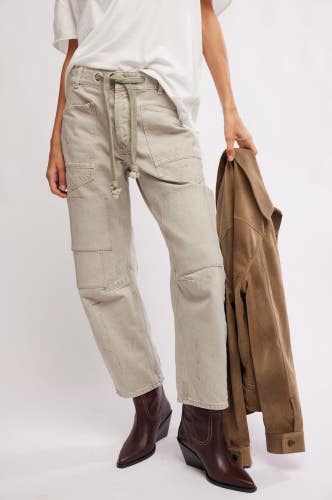 Free People Moxie Low Slung Pants Women's 25 Barrel Jetty Cotton Pull On DDR2730