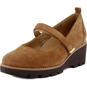 Vionic Alma Mary Jane Women's US 8 Tan Suede Adjustable Strap Wedge Heel ZAP1239