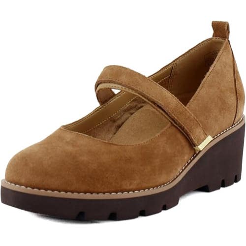 Vionic Alma Mary Jane Women's US 8 Tan Suede Adjustable Strap Wedge Heel ZAP1239