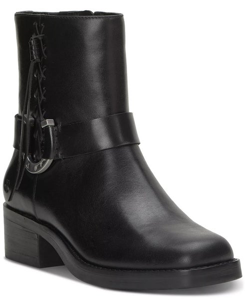 Lucky Brand Kamany Boots Women's US 10 Balck Leather Square Toe Bootie LION475