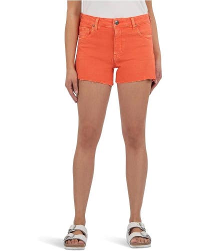 KUT from the Kloth Jane Cut-Off Shorts Women 12 Orange Raw Hem High-Rise JDM2667