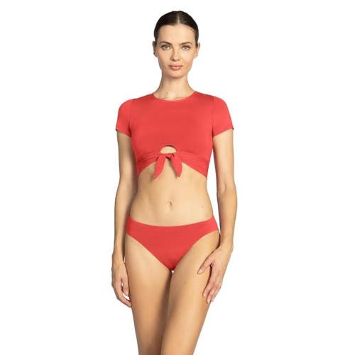 Robin Piccone Ava Bikini Bottom Women's Medium Guava Swimwear Beach JDM2793