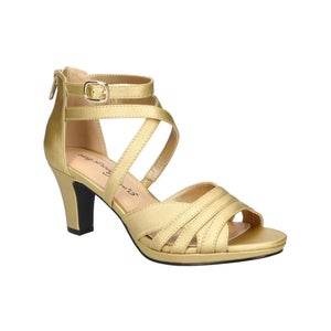 Easy Street Crissa Sandals Women's US 7 Gold Satin Adjustable Strap LION525