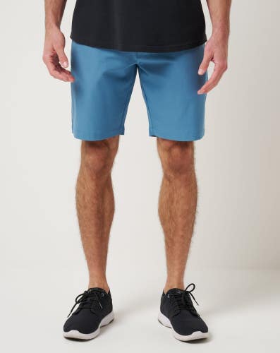 TravisMathew Wanderlust Shorts Mens Blue 9" Inseam Flat Front Golf Chino DDR2116