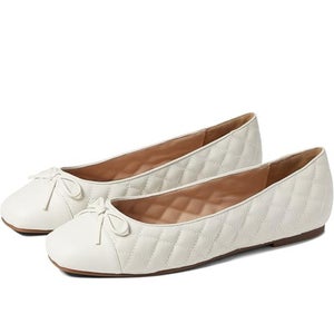 ALDO Braylynn Ballet Flat Women's US 9 White Leather Square Toe Slip-On HTAT176