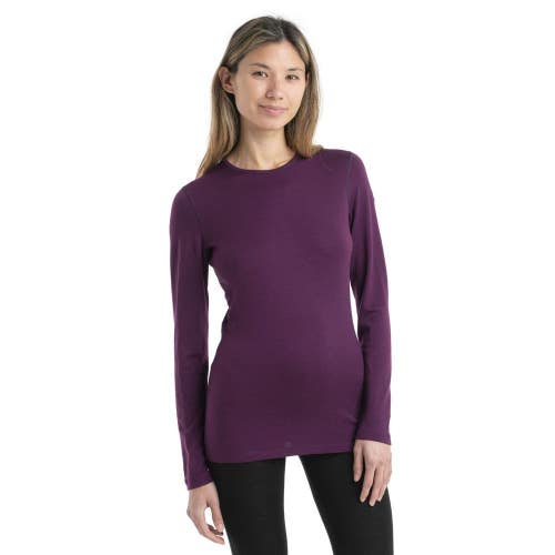 Icebreaker 260 Tech Base Layer Top Women XS Purple Merino Wool Crew Neck JDM2767