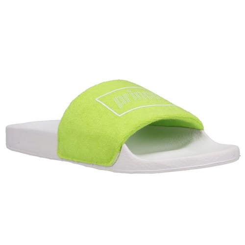 Prince Palms Sandals Men's EU 44 Green White Round Toe Slip-On Slide HTAT189