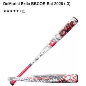 2026 DeMarini Exile BBCOR Certified Bat (-3) 30 oz 33" (New)