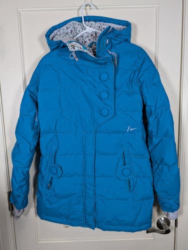 Nike Snowboarding Womens M Medium Goose Down Recco Hooded Puffer Parka Jacket
