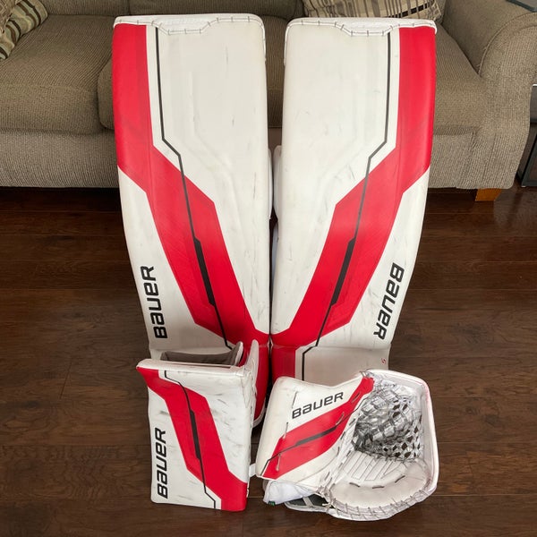 AHL Pro Stock Bauer Supreme Shadow Goalie Pads, Glove, & Blocker Set -