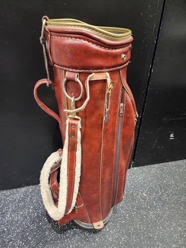 Used Dunlop VINTAGE LEATHER CART BAG Mens Cart Bag Maroon 11849-S000036455