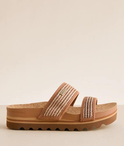 Reef Cushion Vista Hi Sandal Womens 6 Chocolate Raffia Woven Double Strap DAB115