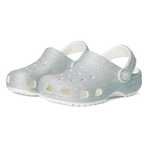 Crocs Classic 210985-100 Clog Kids White Glitter Comfort Causal Shoes DAB97