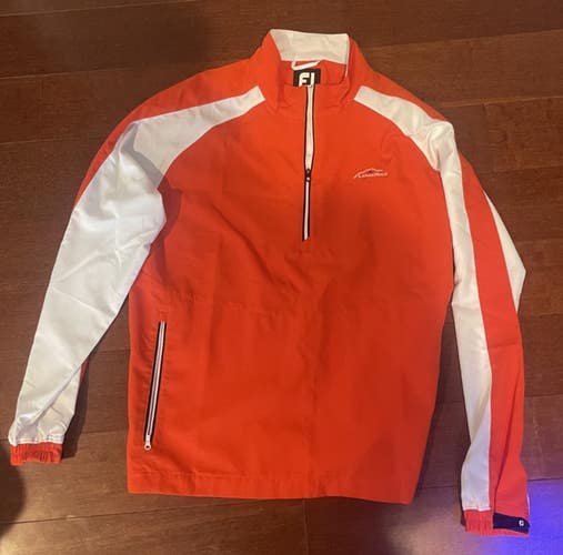 FootJoy Jacket Mens XL Orange Quarter Zip Golf Windbreaker LedgeRock Golf Club