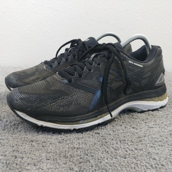 Asics Gel-Nimbus 19 Womens Size 9 Running Shoes Black White Athletic Sneakers