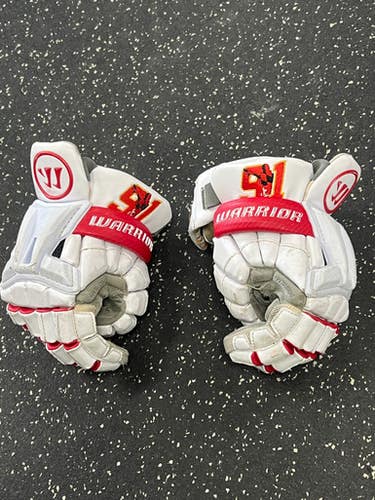 Used Warrior BURN XP Lacrosse Gloves Mens White MD 11849-S000036783