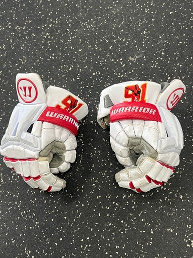Used Warrior BURN XP Lacrosse Gloves Mens White MD 11849-S000036783