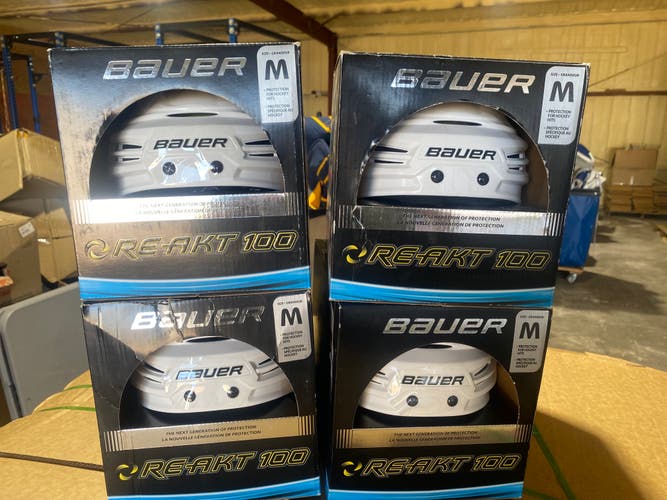 Bauer Re-Akt 100 Pro Stock Hockey Helmet Medium White 3484