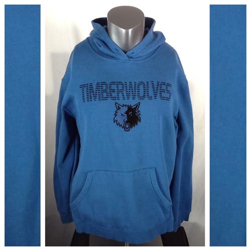 Vintage Minnesota Timberwolves Hoodie Mens (XL) Blue Black Adidas Center Logo