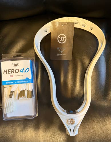 WARRIOR EVO V LACROSSE HEAD, with HERO 4.0 COMPLETE MESH KIT valued at $34.99!!