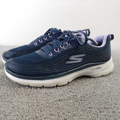 Skechers GOwalk 6 Womens Size 9 Walking Running Shoes Blue Stunning Glow Sneaker