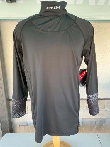 CCM A3 Compression Hockey Long Sleeve Shirt With Integrated Neck Guard (New) 8845