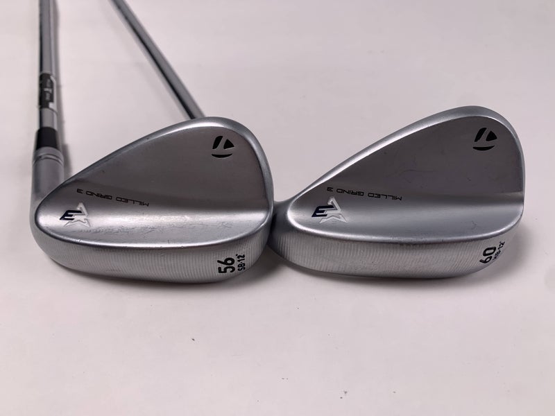 TaylorMade Milled Grind 3 Raw Chrome Wedge Set 56* 12 | 60* 12 Hi-Rev 2.0 RH