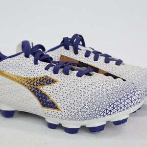 Diadora Brasil Elite GR LT Men's Size 4 White Blue Gold Soccer Cleats NEW Read