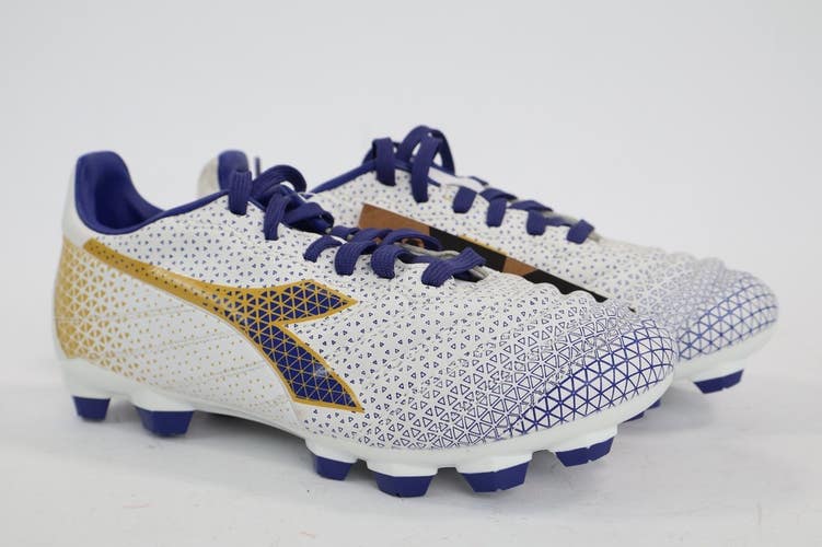 Diadora Brasil Elite GR LT Men's Size 4 White Blue Gold Soccer Cleats NEW Read