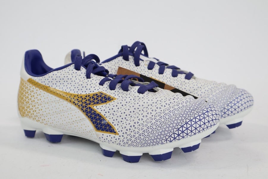 Diadora Brasil Elite GR LT Men's Size 4 White Blue Gold Soccer Cleats NEW Read