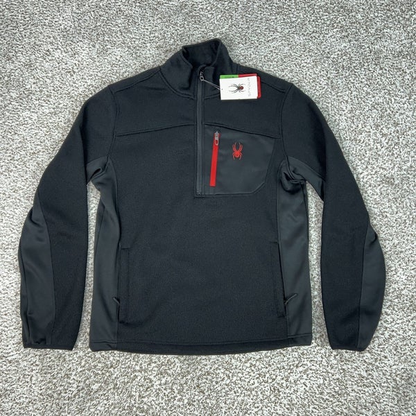 Spyder Pullover Mens Small Black 1/4 Zip Fleece Ski Core Sweater Jacket Top Logo