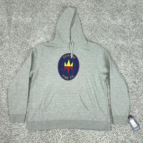 Chicago Fire FC Sweatshirt Hoodie Mens 2XL Gray MLS Soccer Fanatics Logo Sports