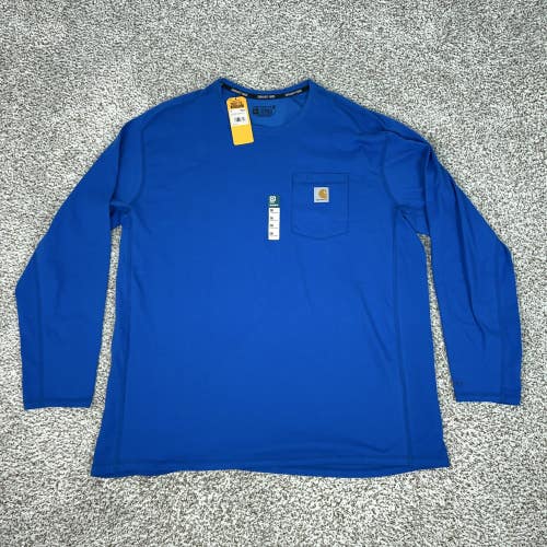 Carhartt Shirt Mens 2XL Blue Force Relaxed Fit Long Sleeve Pocket Tee T Workwear