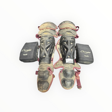 Used Mizuno SAMURAI Catchers Leg Guards Maroon Youth 11375-S000370708