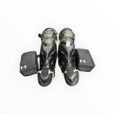 Used Under Armour SHIN GUARDS Catchers Leg Guards Black Adult 11375-S000369211