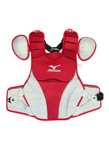 Used Mizuno SAMURAI Catchers Chest Protector Silver And Red Adult 11835-S000205207