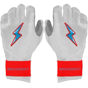 Bruce Bolt Bear Series Long Cuff Batting Gloves (Small) - Miami White - (New)