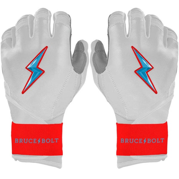Bruce Bolt Bear Series Long Cuff Batting Gloves (Small) - Miami White - (New)