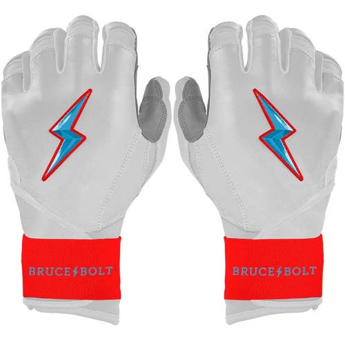 Bruce Bolt Bear Series Long Cuff Batting Gloves (Medium) - Miami White - (New)