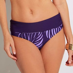 Sunsets Capri Bottom Women's Medium Purple Palm High-Waisted Swimwear DDR2175