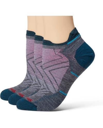 Smartwool Run Ankle Socks Women's Large Gray Multi Marino Wool 3-Pack JDM2518