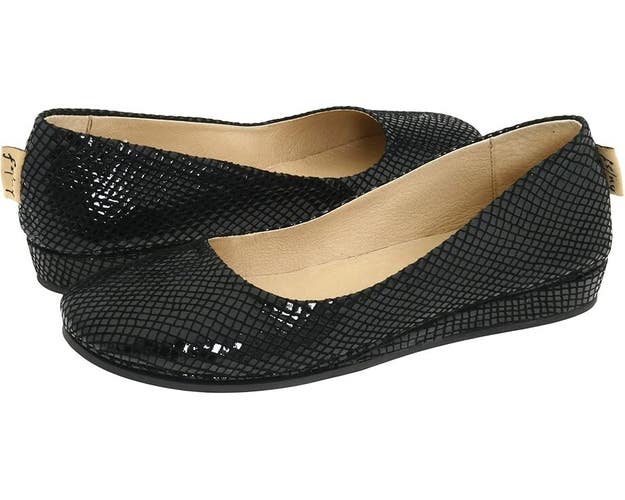 French Sole Zeppa Flats Women's US 6.5 Black Snake Print Slip-On Shoes RHS7533