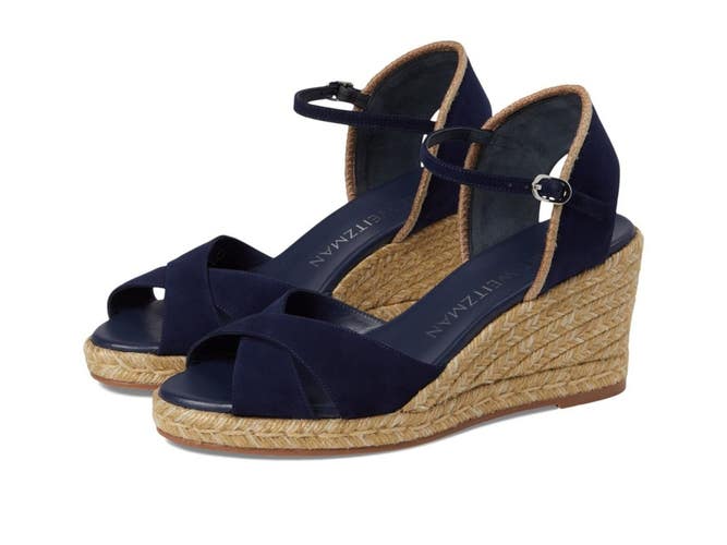 Stuart Weitzman Mirela II Sandal Women's US 5 Nice Blue Espadrille Wedge HTAT537