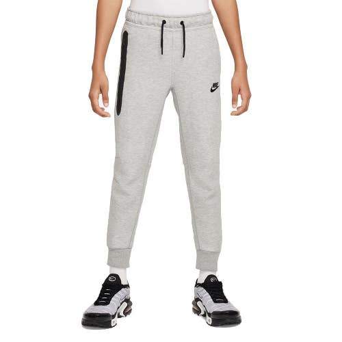 Nike Sportswear Tech Fleece Joggers Boys Gray Heather Drawstring Waist FROG28