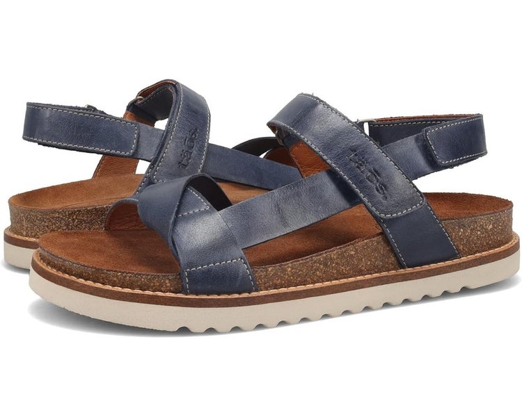 Taos Footwear Sideways Sandals Women's 6-6.5 Dark Blue Leather Strappy HAWK2620