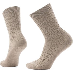 Smartwool Everyday Women's Medium Fossil Cable Knit Mid Calf Crew Socks DDR2165