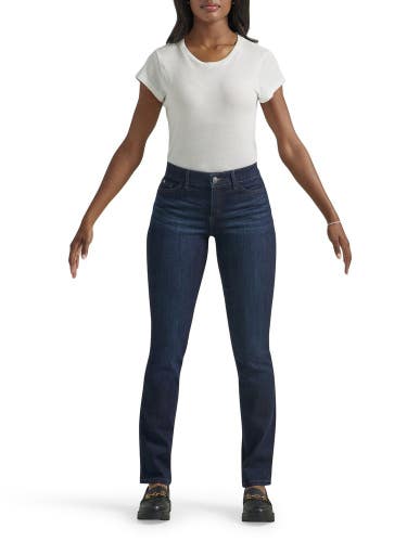 Lee Flex Motion Jeans Women's 2 Blue Denim Dark Wash Straight Leg Grunge DDR2737